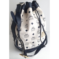 MCM Beuteltasche Mittel Weiss-Blau