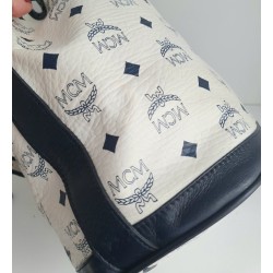 MCM Beuteltasche Mittel Weiss-Blau