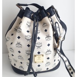 MCM Beuteltasche Mittel Weiss-Blau