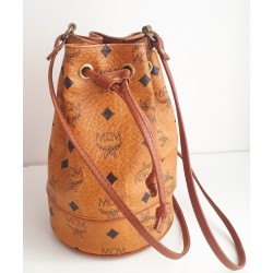 MCM Beuteltasche Klein Cognac Canvas