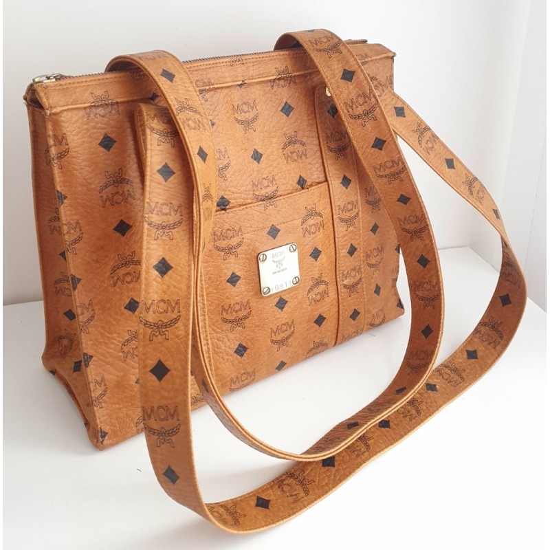 MCM Shopper Klein Heritage Cognac Canvas.