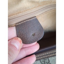 Gucci Boston Handtasche Vintage Braun Leder Canvas