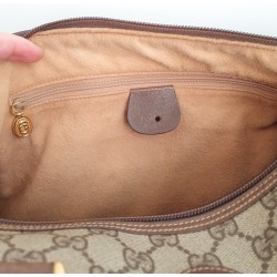 Gucci Boston Handtasche Vintage Braun Leder Canvas