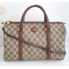 Gucci Boston Handtasche Vintage Braun Leder Canvas
