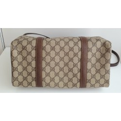 Gucci Boston Handtasche Vintage Braun Leder Canvas