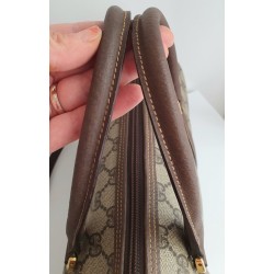 Gucci Boston Handtasche Vintage Braun Leder Canvas