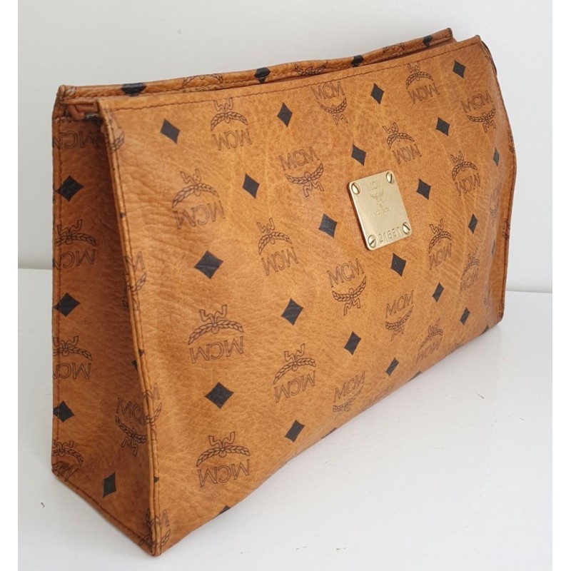 MCM Nécessaire Poche Toilette Medium Heritage Cognac Canvas.