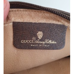 Gucci Clutch/Crossbody Vintage Braun Leder Canvas