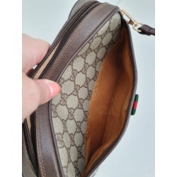 Gucci Clutch/Crossbody Vintage Braun Leder Canvas