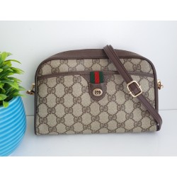 Gucci Clutch/Crossbody Vintage Braun Leder Canvas