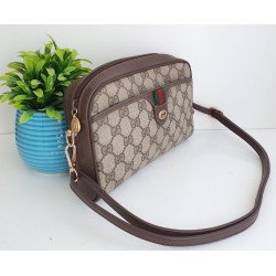 Gucci Clutch/Crossbody Vintage Braun Leder Canvas