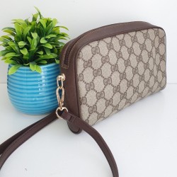 Gucci Clutch/Crossbody Vintage Braun Leder Canvas