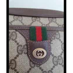 Gucci Clutch/Crossbody Vintage Braun Leder Canvas
