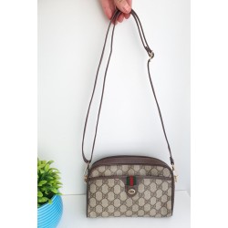 Gucci Clutch/Crossbody Vintage Braun Leder Canvas