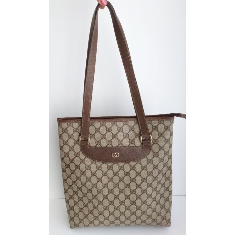 Gucci Schultertasche Supreme Tote Bag Braun Leder