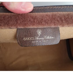 Gucci Clutch/Crossbody Vintage Braun Leder Canvas