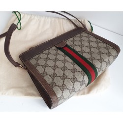 Gucci Clutch/Crossbody Vintage Braun Leder Canvas