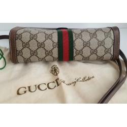 Gucci Clutch/Crossbody Vintage Braun Leder Canvas
