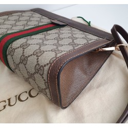 Gucci Clutch/Crossbody Vintage Braun Leder Canvas