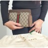 Gucci Clutch/Crossbody Vintage Braun Leder Canvas