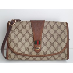 Gucci Vintage Clutch/Crossbody Tasche Leder Braun
