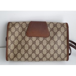 Gucci Vintage Clutch/Crossbody Tasche Leder Braun