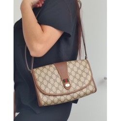 Gucci Vintage Clutch/Crossbody Tasche Leder Braun