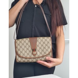 Gucci Vintage Clutch/Crossbody Tasche Leder Braun