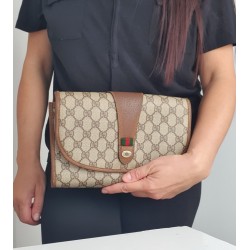 Gucci Vintage Clutch/Crossbody Tasche Leder Braun