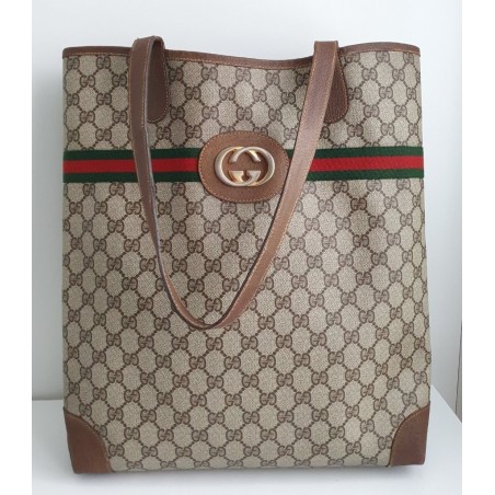 Gucci Schultertasche Supreme GG Tote Bag Braun Leder