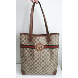 Gucci Schultertasche Supreme GG Tote Bag Braun Leder