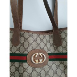 Gucci Schultertasche Supreme GG Tote Bag Braun Leder