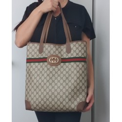 Gucci Schultertasche Supreme GG Tote Bag Braun Leder