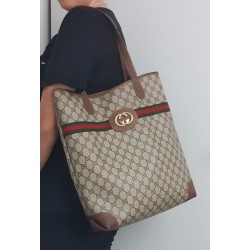 Gucci Schultertasche Supreme GG Tote Bag Braun Leder