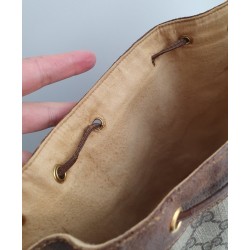 Gucci Beuteltasche Klein PM Vintage GG Braun Leder Canvas