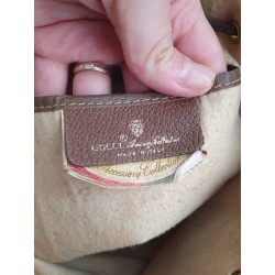 Gucci Beuteltasche Klein PM Vintage GG Braun Leder Canvas