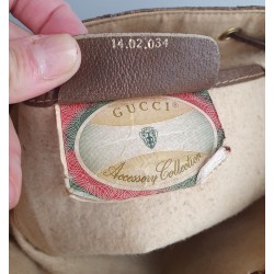 Gucci Beuteltasche Klein PM Vintage GG Braun Leder Canvas