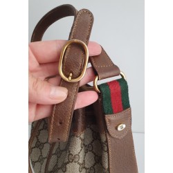 Gucci Beuteltasche Klein PM Vintage GG Braun Leder Canvas