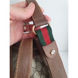 Gucci Beuteltasche Klein PM Vintage GG Braun Leder Canvas