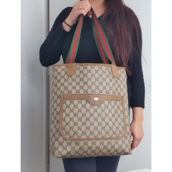 Gucci Schultertasche Supreme Tote Bag Braun Leder