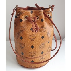 MCM Beuteltasche Klein Cognac Canvas