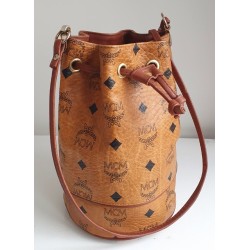 MCM Beuteltasche Klein Cognac Canvas