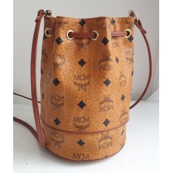 MCM Beuteltasche Klein Cognac Canvas