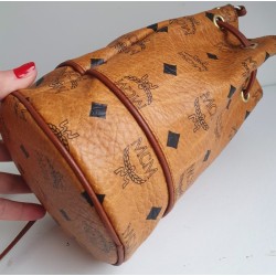 MCM Beuteltasche Klein Cognac Canvas