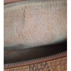 MCM Crossbody/Umhängetasche Rund Cognac Canvas Leder