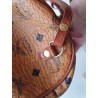 MCM Crossbody/Umhängetasche Rund Cognac Canvas Leder