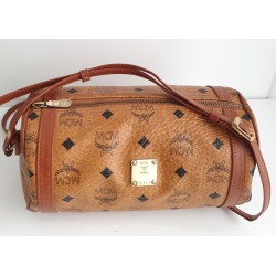 MCM Crossbody/Umhängetasche Rund Cognac Canvas Leder