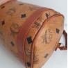 MCM Crossbody/Umhängetasche Rund Cognac Canvas Leder