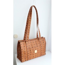 MCM Shopper Medium Heritage Cognac Canvas.