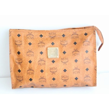 Mcm Nécessaire Poche Toilette Medium Heritage Cognac Canvas.